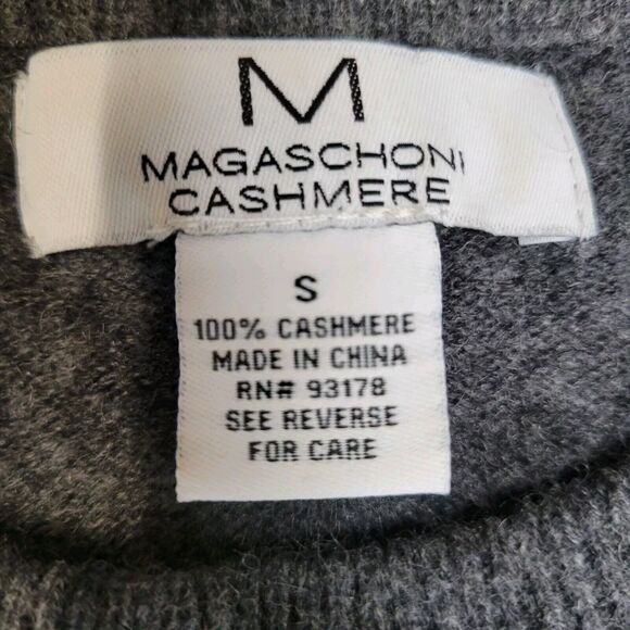Magaschoni 100% Cashmere Sweater Womens Small Good Vibes Charcoal Gray Luxury - Picture 4 of 8